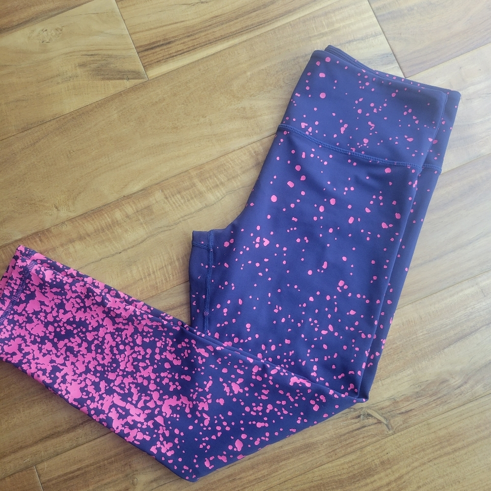Zyia navy & pink splash light n tight leggings